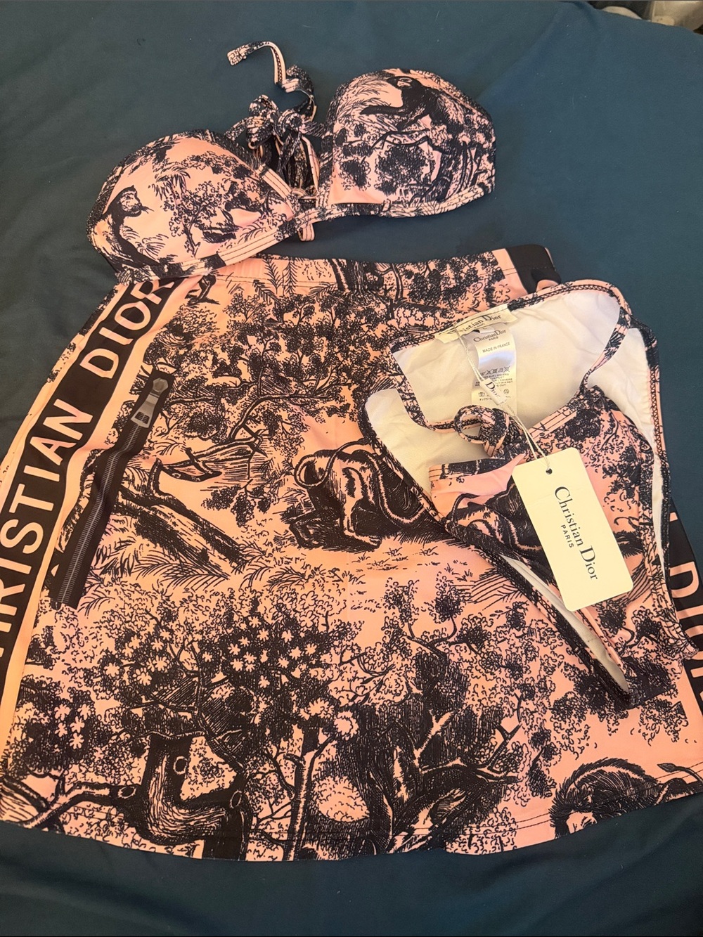 Pink Toile Swim Set